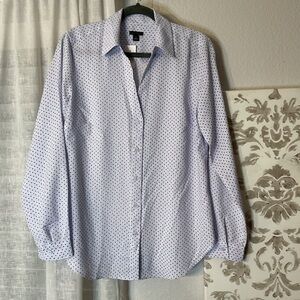 Ann Taylor Light Blue Polka Dot Dress Shirt